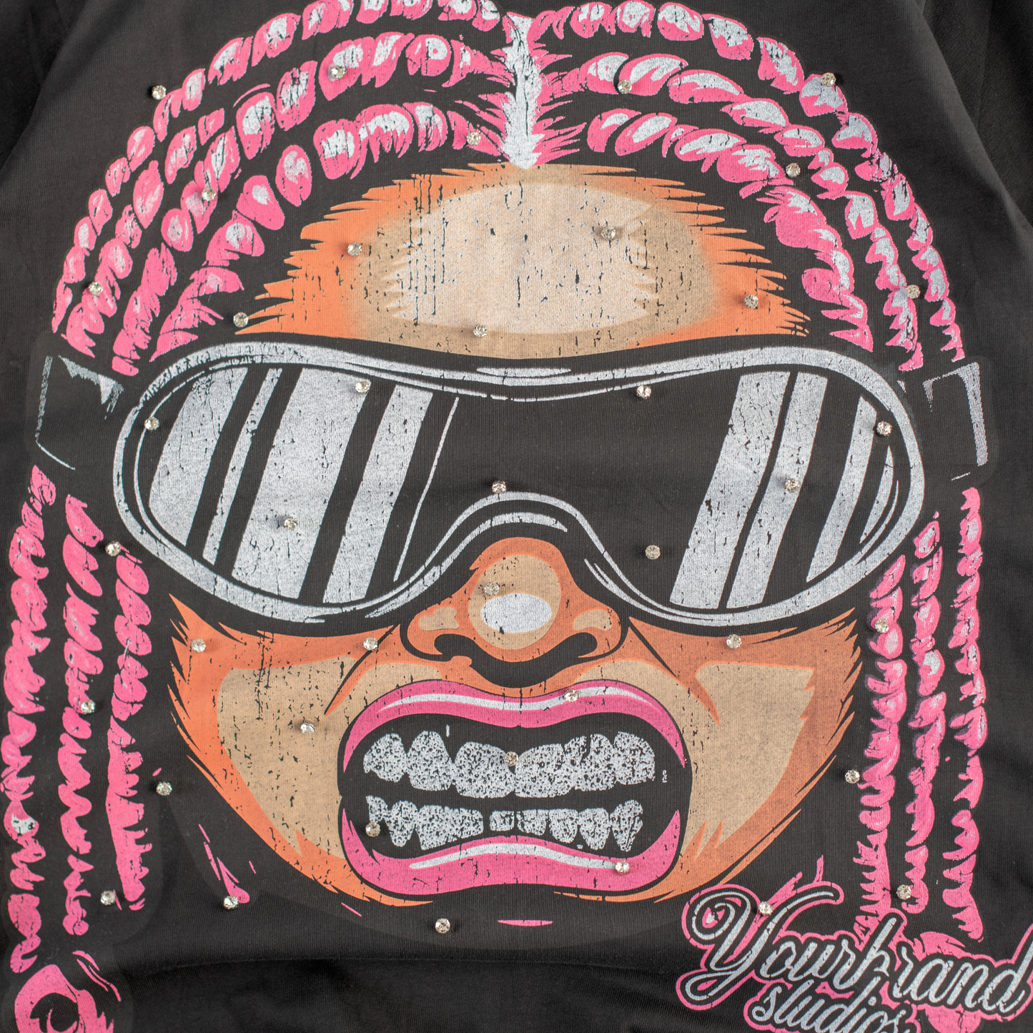 Chrome Gaze Rhinestone Graphic T-shirt