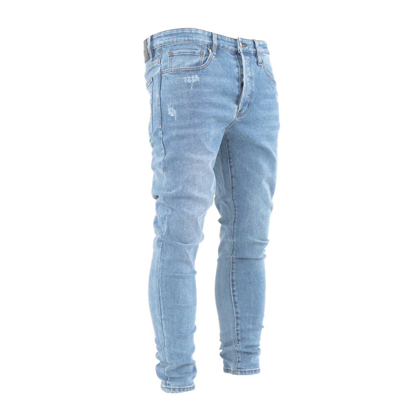 Arctic Blue Fade Slim-Fit Distressed Denim