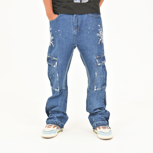 Urban Splatter Slim Flare Cargo Jeans ONLY