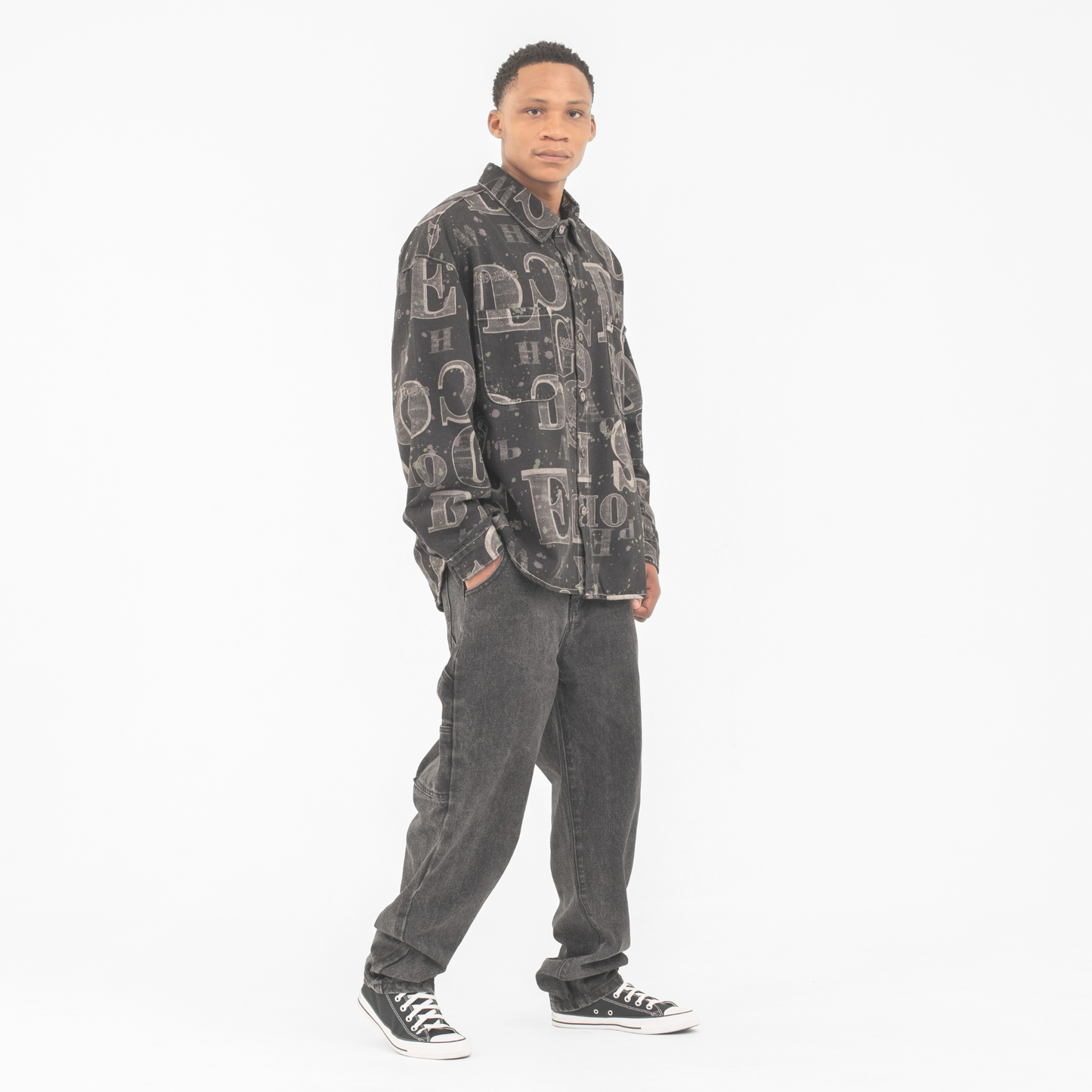 Graffiti Code Denim Shirt Jacket