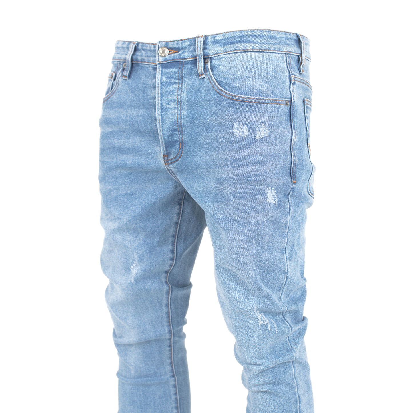 Arctic Blue Fade Slim-Fit Distressed Denim