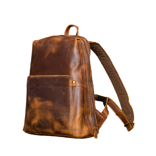 Vintage Style Leather Laptop Backpack