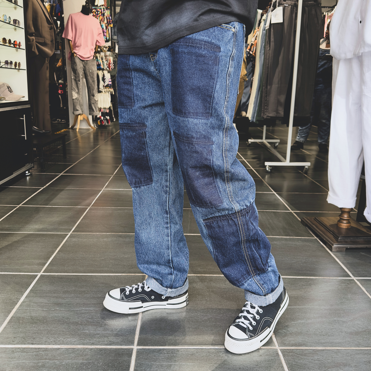 Dual Patchwork Utility Denim