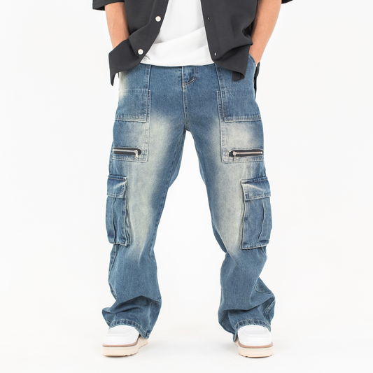 Vintage Style Cargo Denim