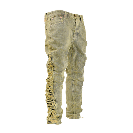 Olive Edge Shredded Side Denim