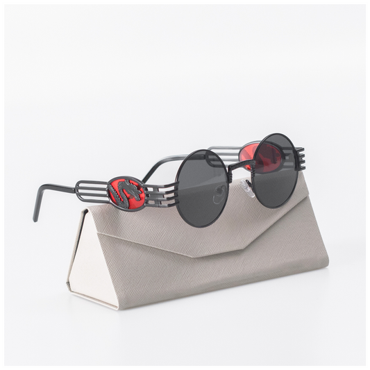 Dragon Medallion Vintage Round Frame Sunglasses