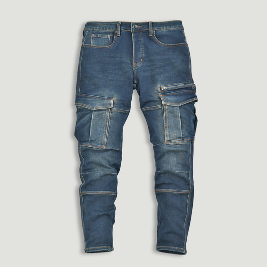 LOWKAL Zip Utility Denim Cargo Jeans