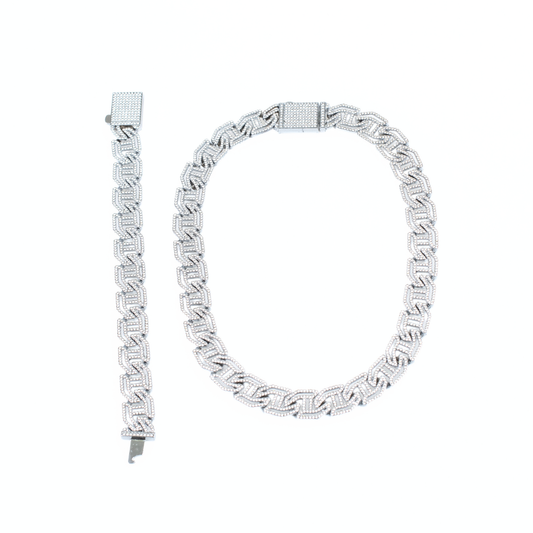 Iced Infinity Link Necklace & Bracelet Set
