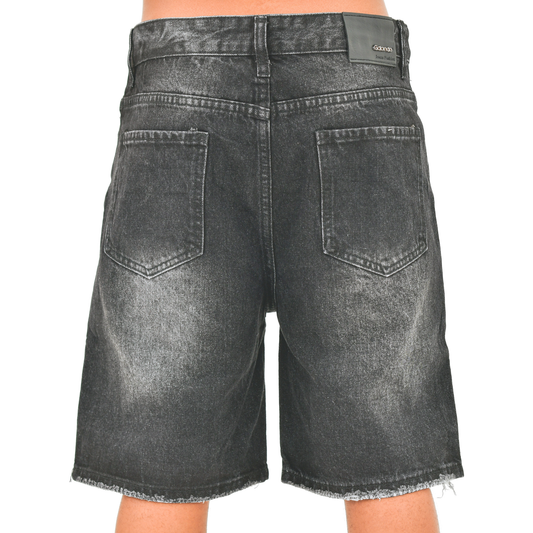 Obsidian Patch Distressed Denim Shorts 13918