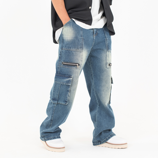 Vintage Style Cargo Denim