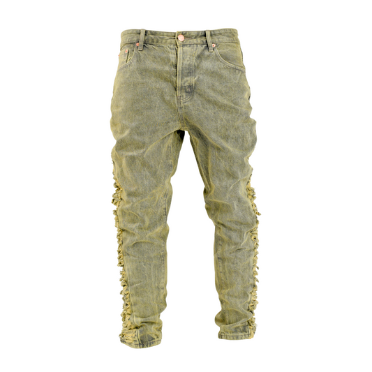 Olive Edge Shredded Side Denim