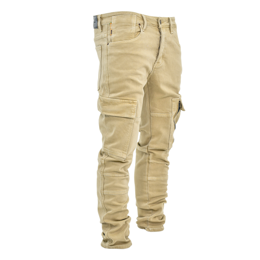 Desert Utility Stacked Cargo Denim – Sand Beige