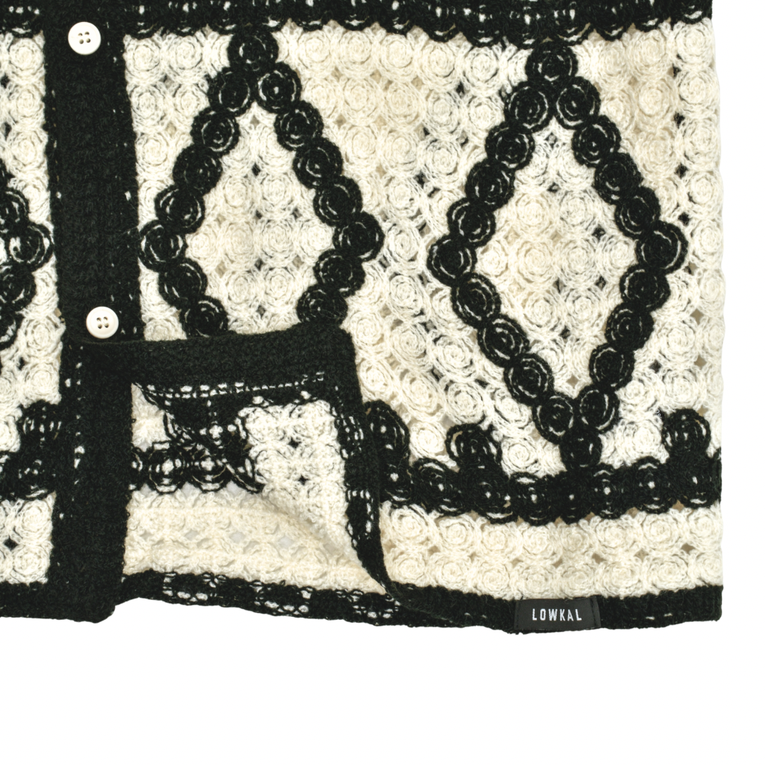 Monochrome Diamond Crochet Shirt