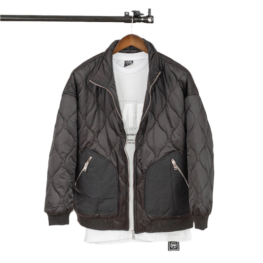 Unisex Bomber Varsity Diamond Quilted Full Zip Jacket.