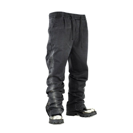 Dark Washed Denim Joggers with Ankle Zipper