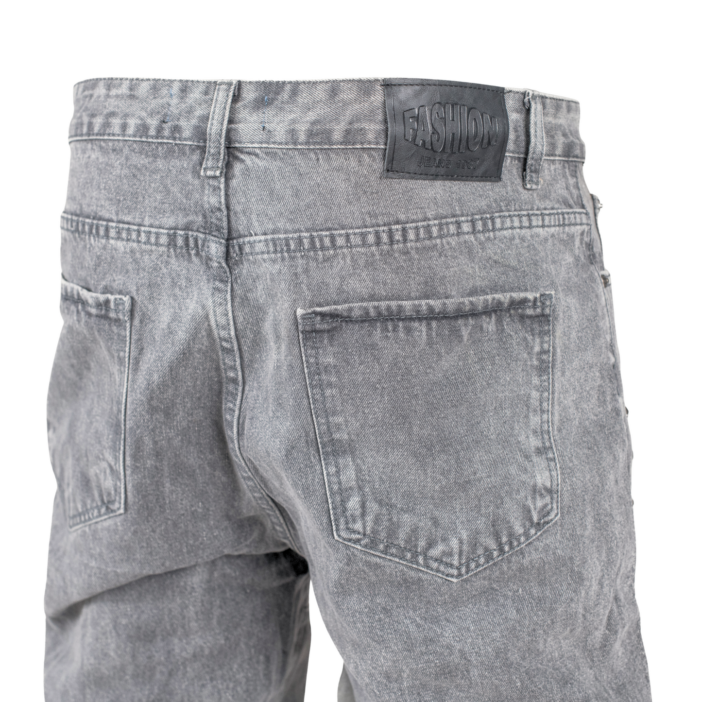 Men’s Grey Utility Ripstop Distressed Baggy Jeans