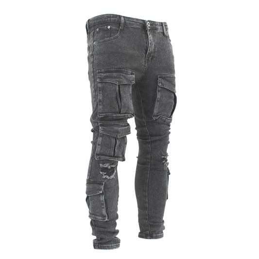 Shadow Distressed Utility Cargo Denim