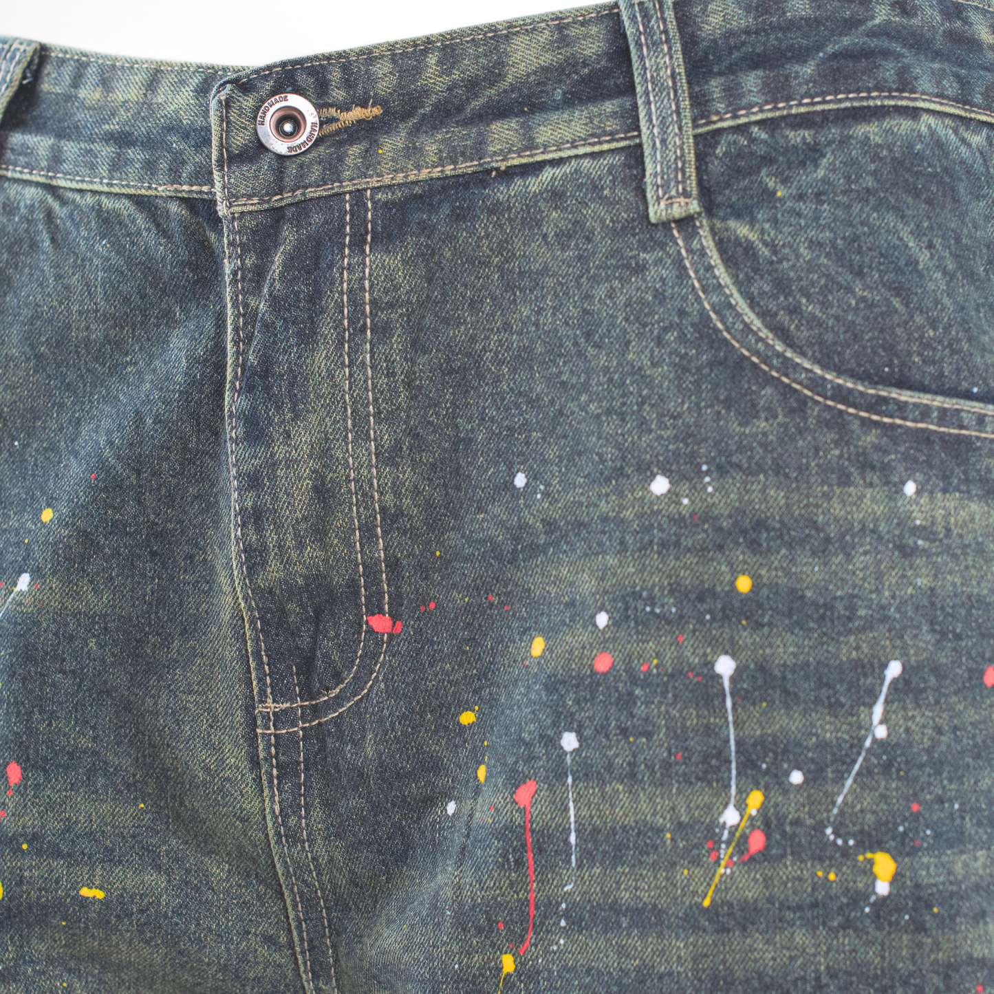 Paint Riot Distressed Straight-Leg Jean L003-1