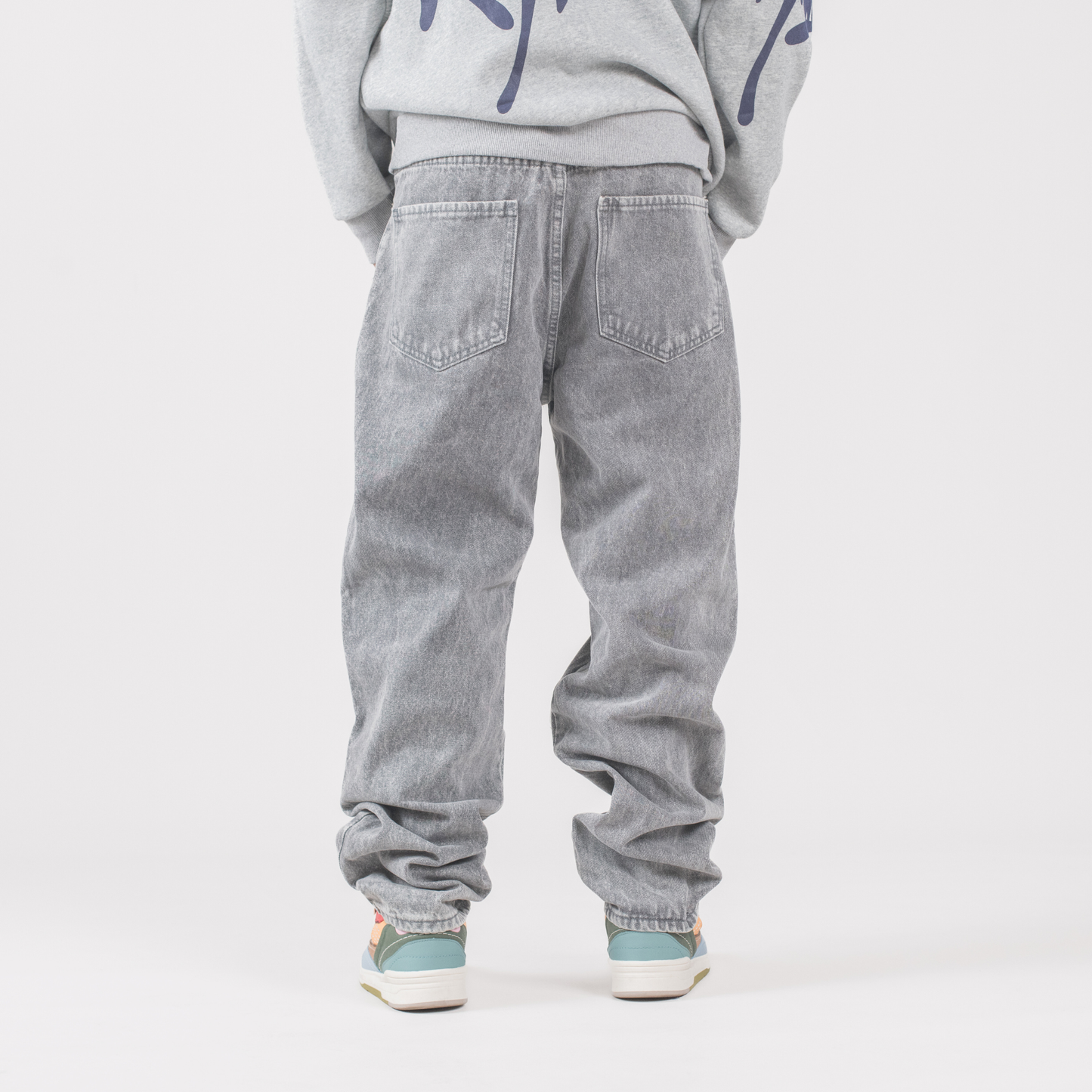 Men’s Grey Utility Ripstop Distressed Baggy Jeans