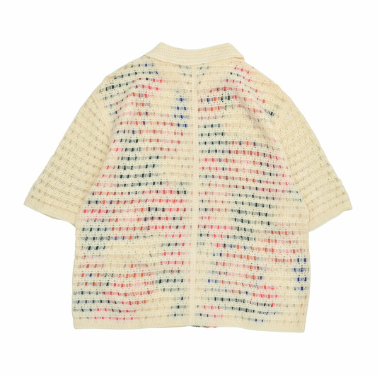 Botanical Mosaic Crochet Shirt – Cream Multi
