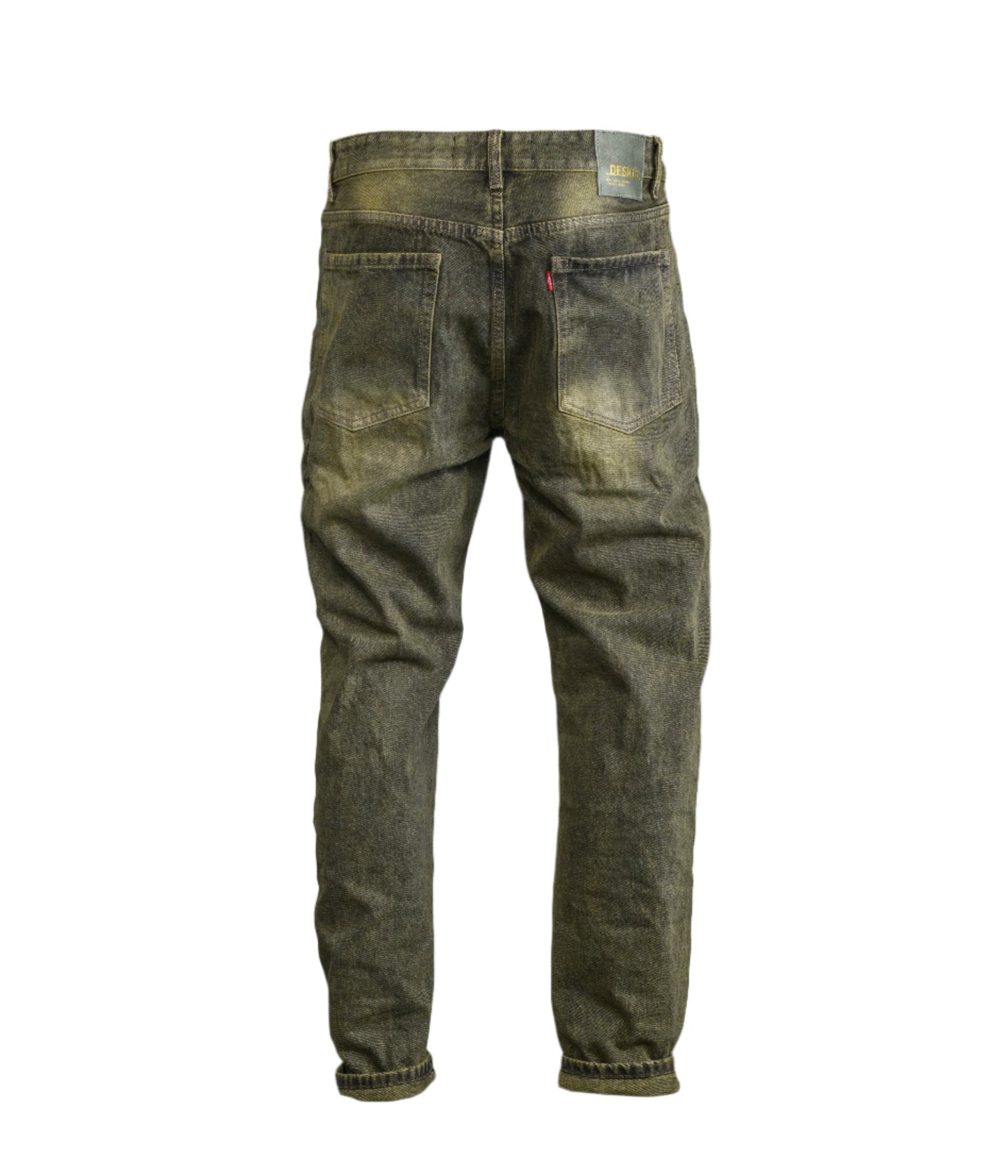 Men Vintage Distressed Dirty Green Ripped Jeans