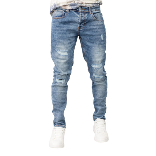 LANNIU Edge Distressed Slim-Fit Denim