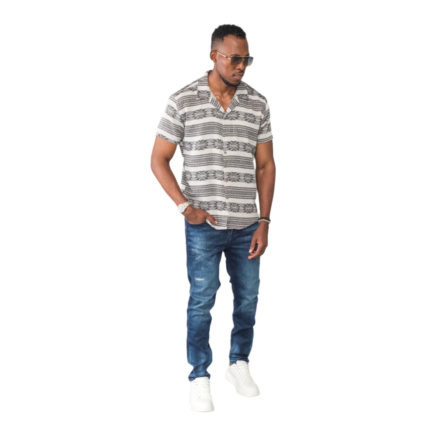 Neutral Striped Pattern Shirt ONLY