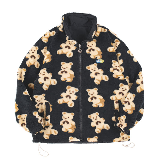 Men Teddy Bear Fleece Fluffy Winter Reversible Jacket