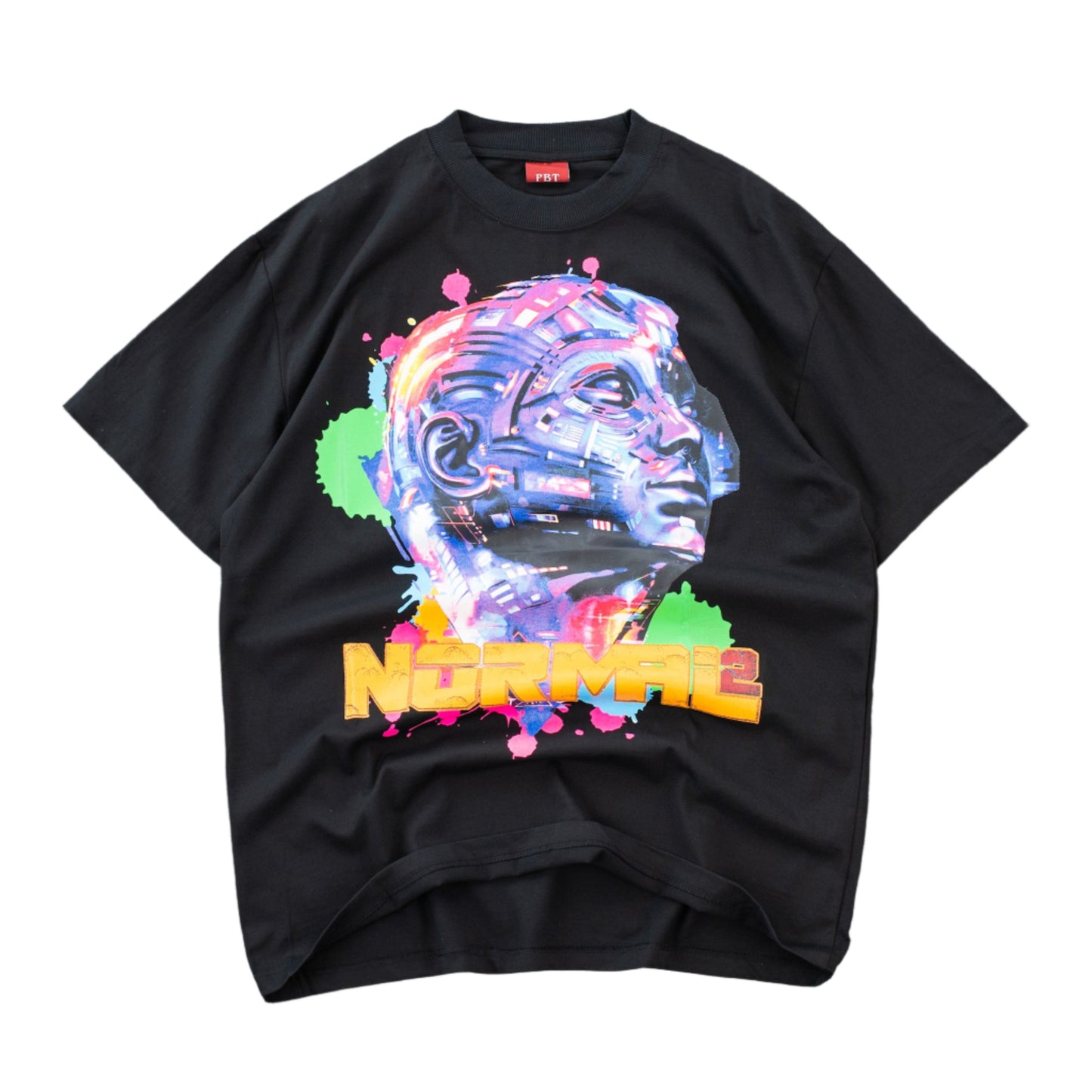 Men’s Cyberpunk Paint Splattered “Normal2” Graphic Tee