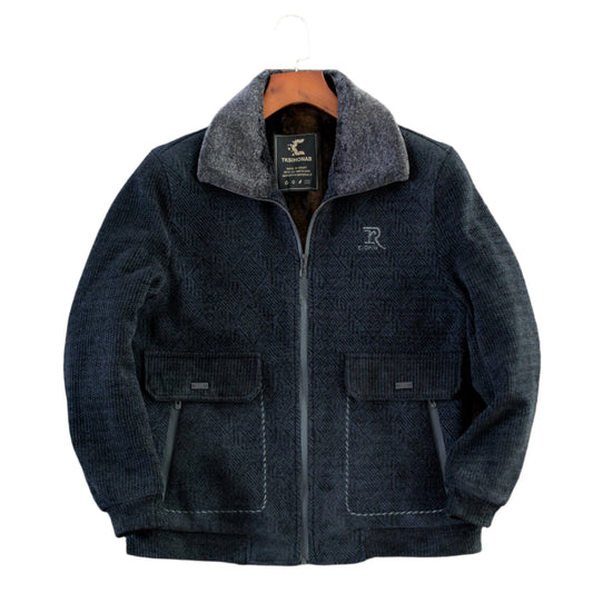 Midnight Weave Sherpa-Lined Tactical Jacket