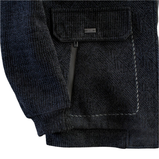 Midnight Weave Sherpa-Lined Tactical Jacket