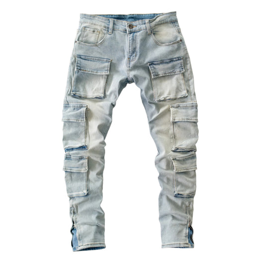Tactical Multi-Pocket Cargo Denim Jeans