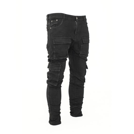 Men’s Multi Pocket Cargo Style Skinny Fit Denim Jeans.