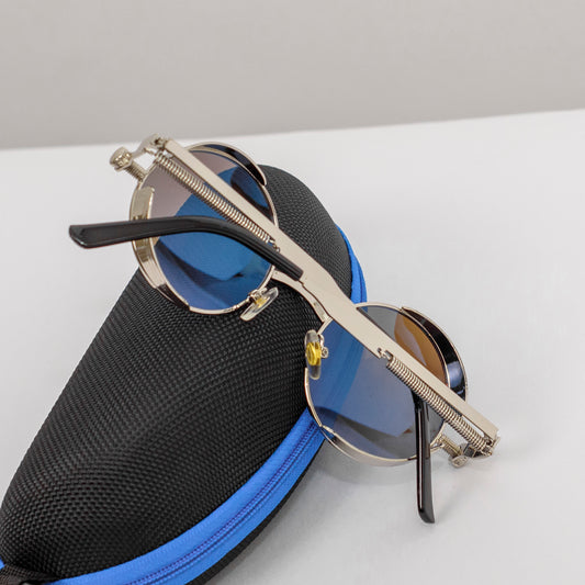 Mirrored Steampunk Round Sunglasses