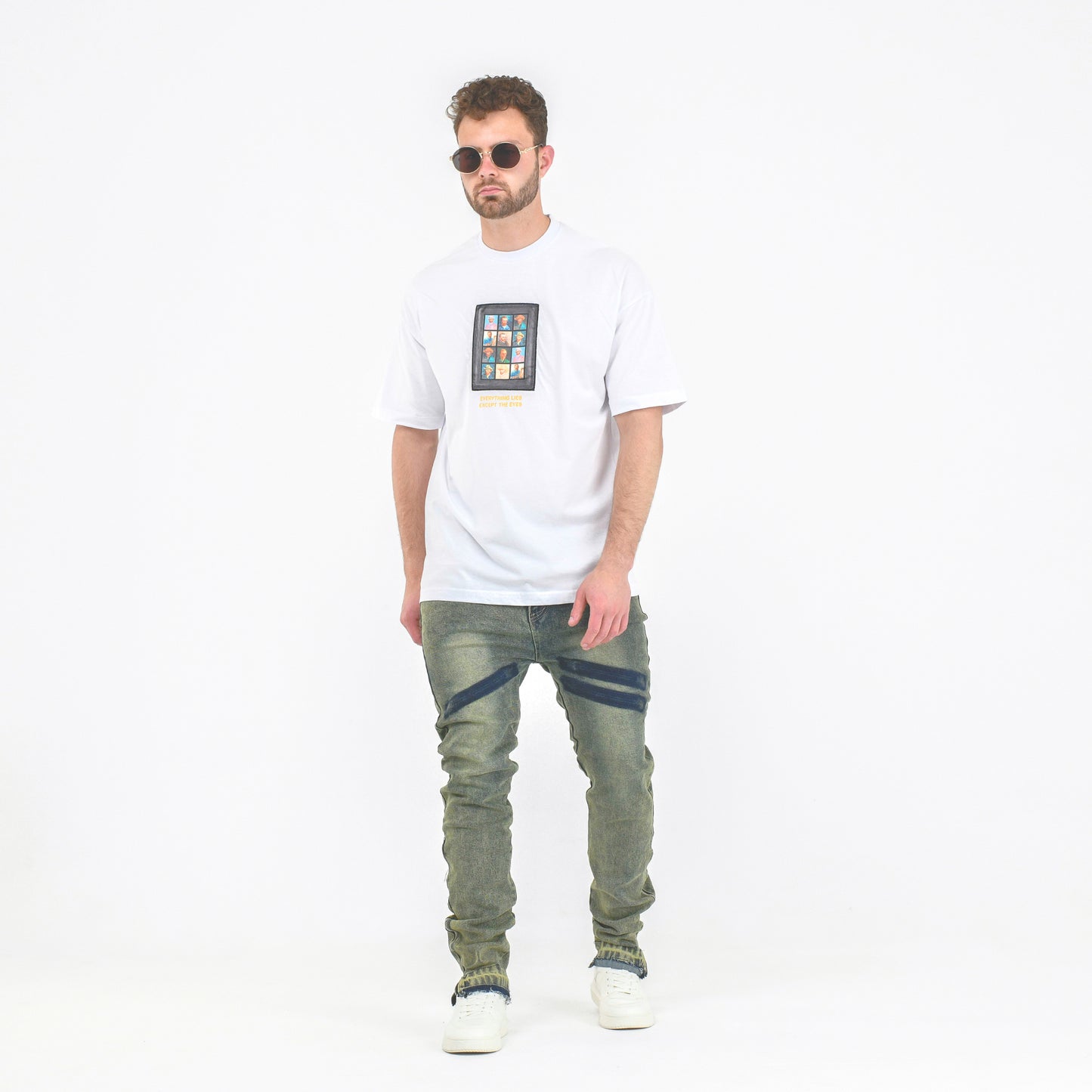 Men’s Acid Wash Moto-Zip Stacked Skinny Jean