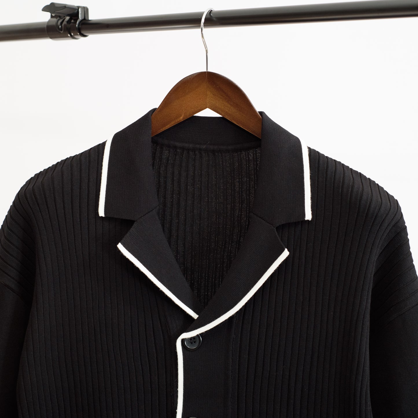 Men Knitted Button Up Shirt/ Short