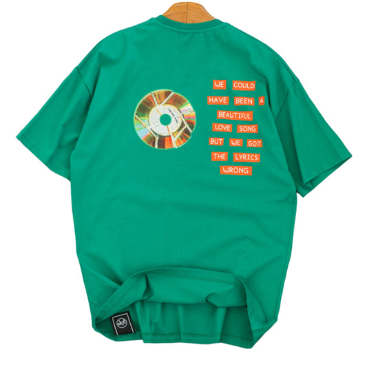 Men Broken CD Letter Graphic Tshirt