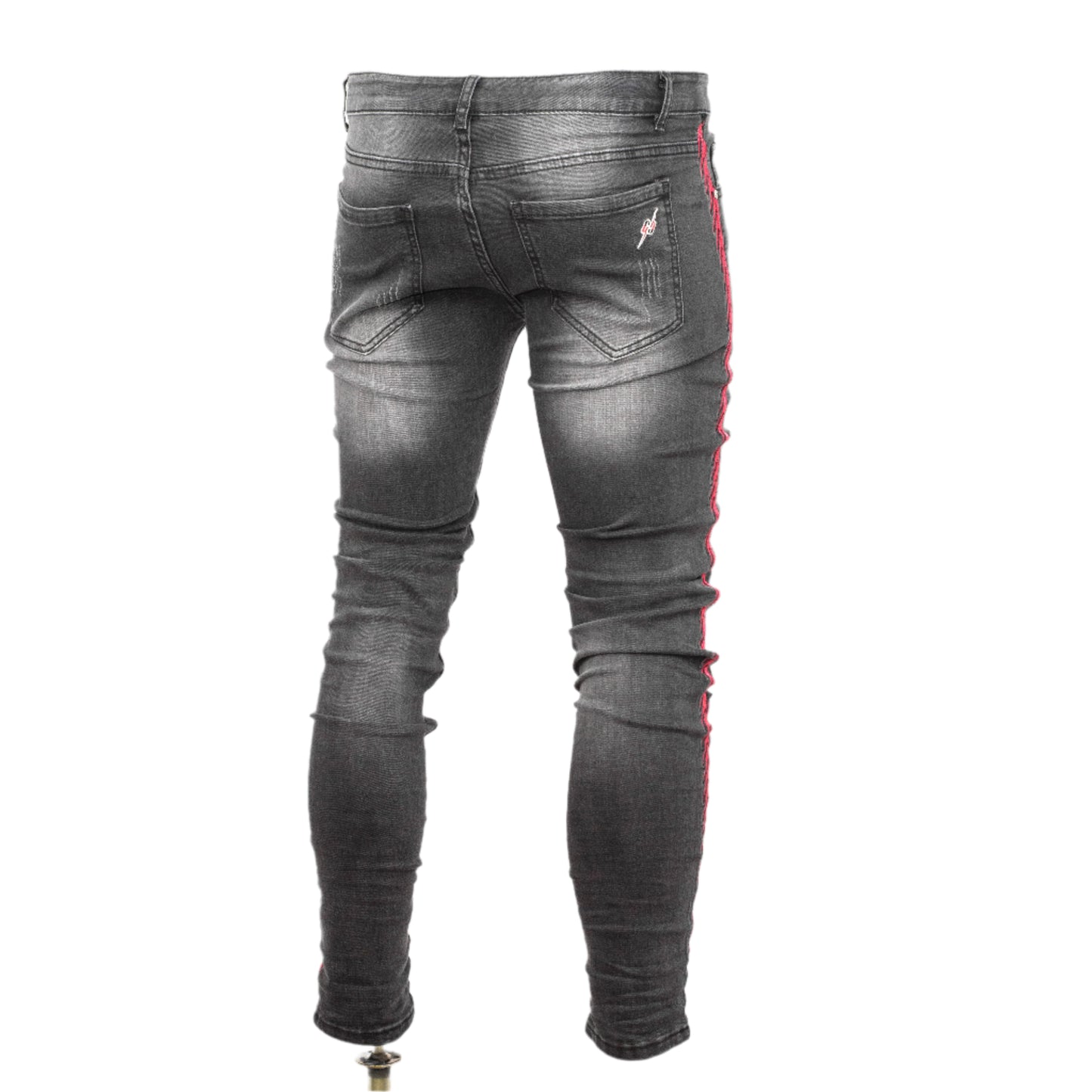 Men’s Distressed Side stripe Grey Skinny Jeans