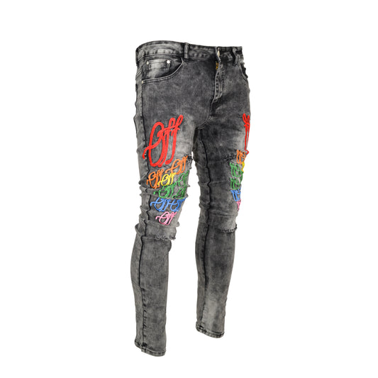 Men Embroidered Graphic denim Fashion Jeans