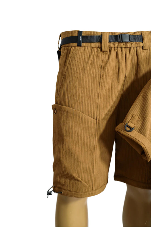 Men 1pc Flap Pocket Shirt & 1pc Belted Cargo Short