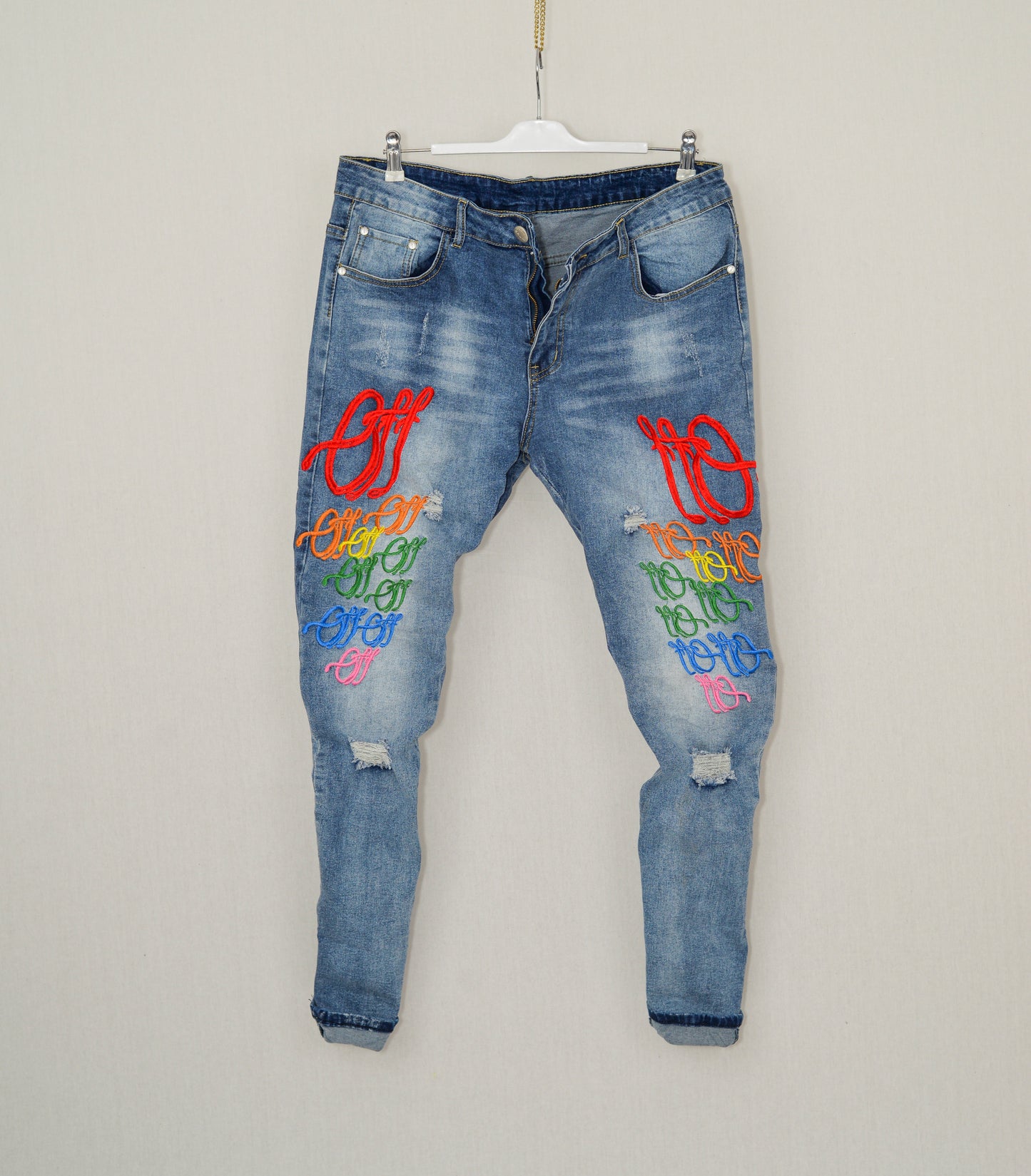 Men Embroidered Graphic denim Fashion Jeans