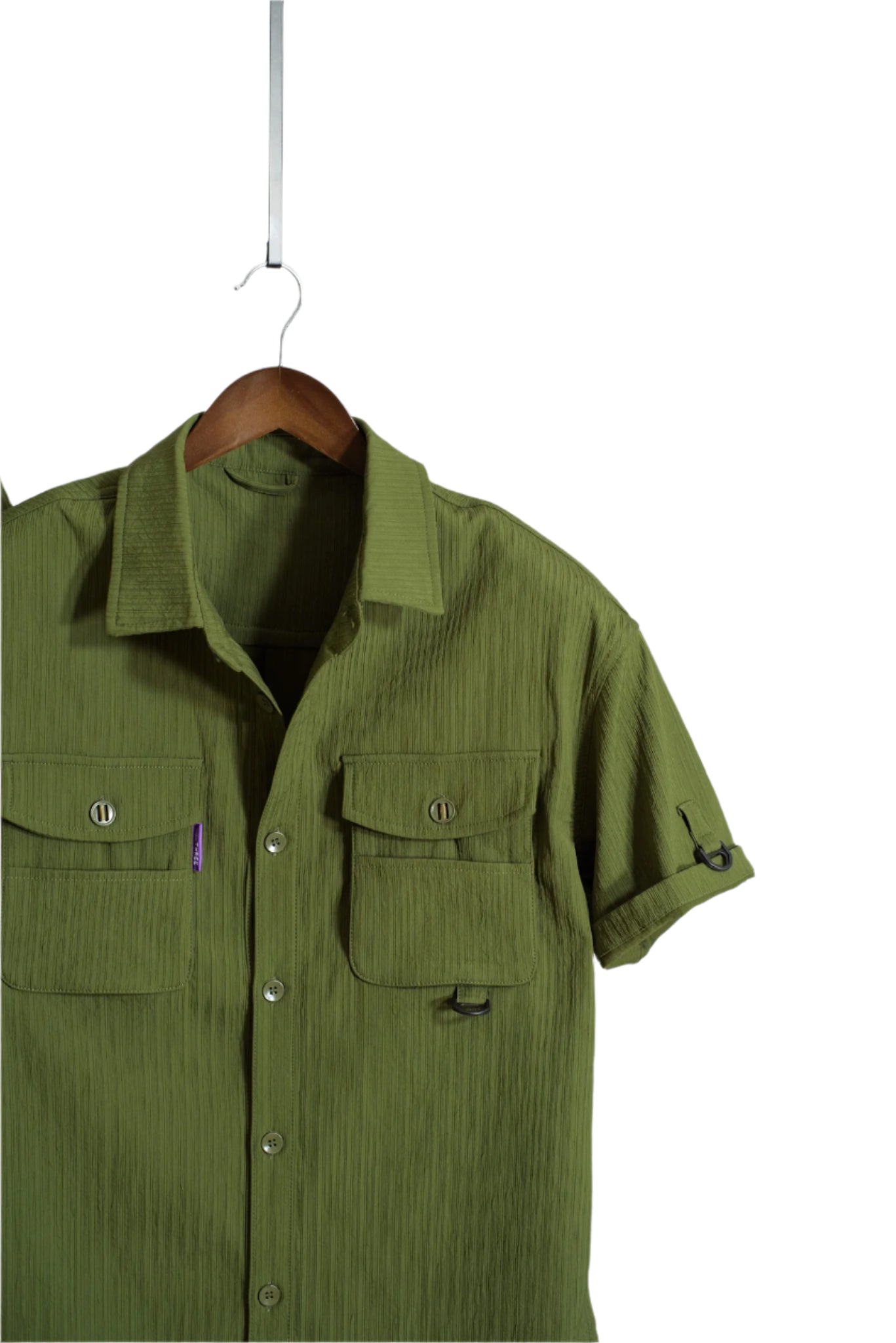Men 1pc Flap Pocket Shirt & 1pc Belted Cargo Short