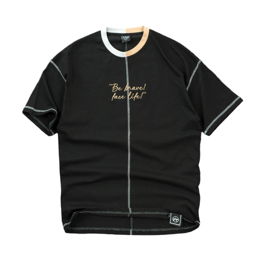 Men Letter Graphic( Be Brave!, Face Life!) Over Size T-shirt