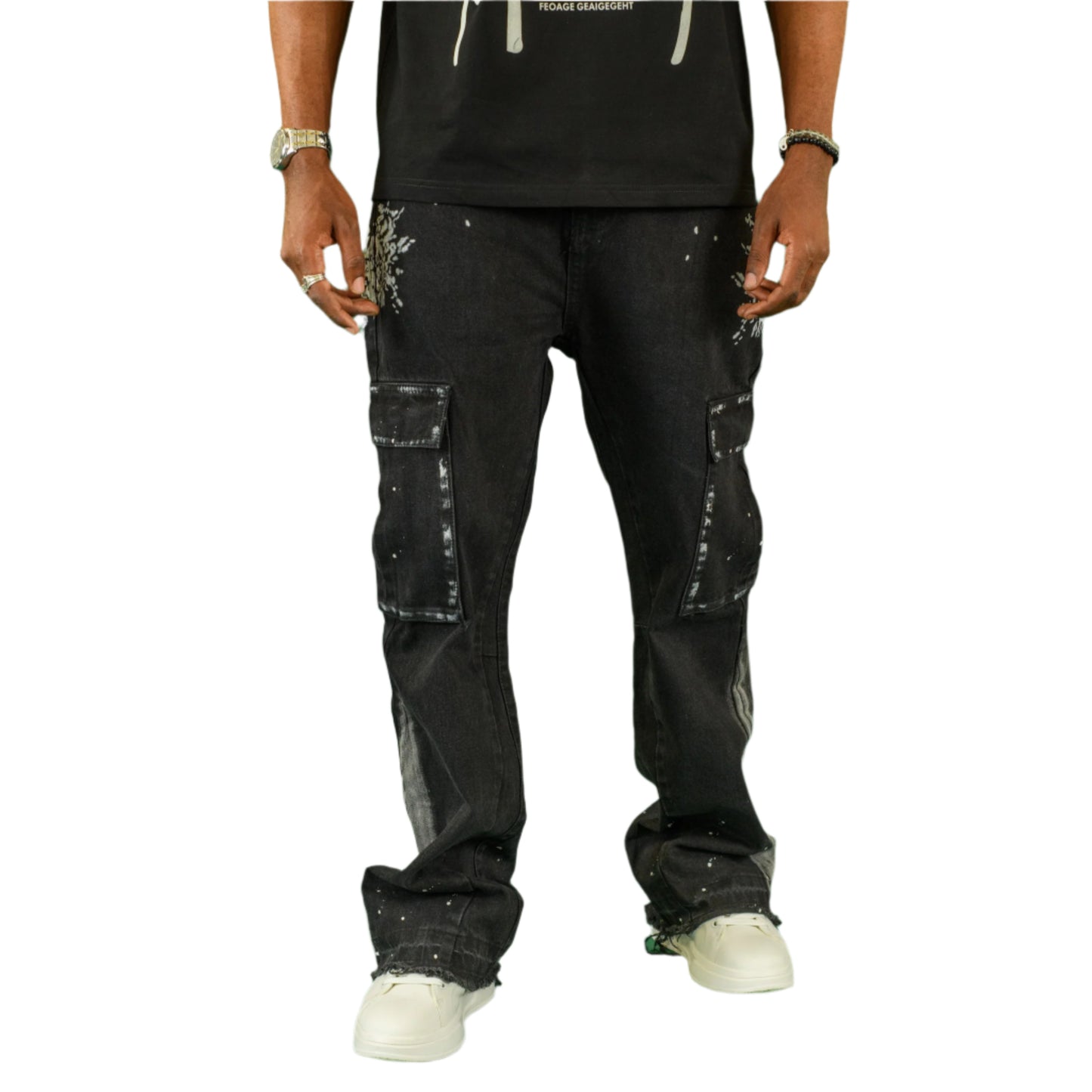Urban Splatter Slim Flare Cargo Jeans ONLY