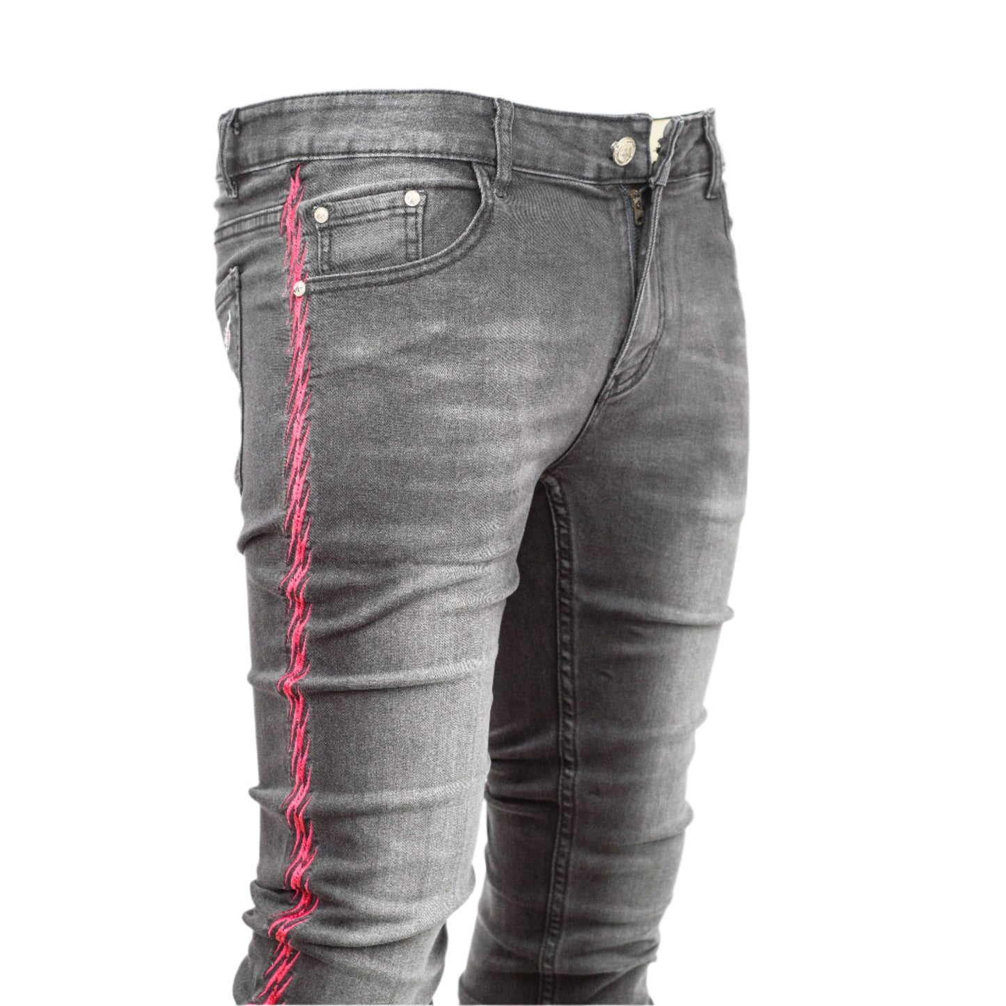 Men’s Distressed Side stripe Grey Skinny Jeans