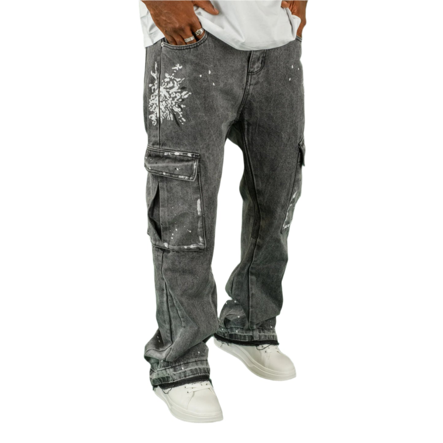 Urban Splatter Slim Flare Cargo Jeans ONLY