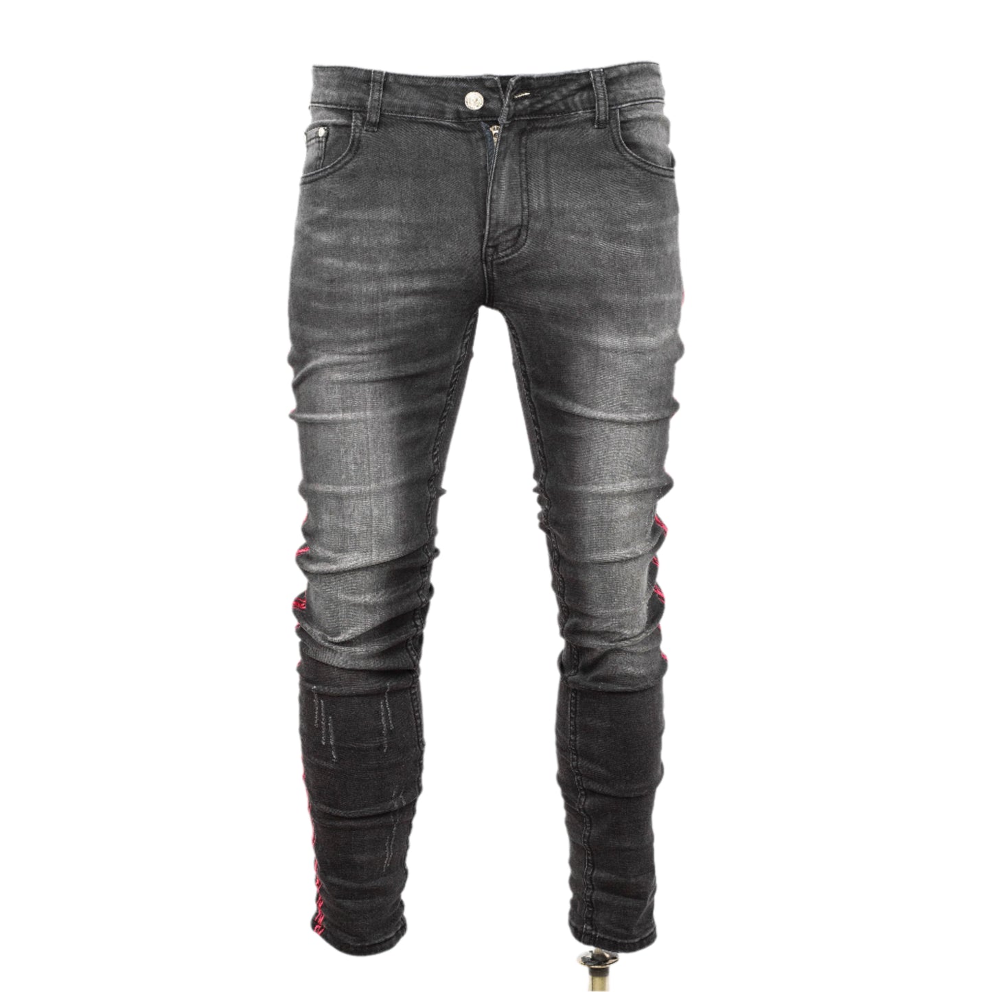 Men’s Distressed Side stripe Grey Skinny Jeans