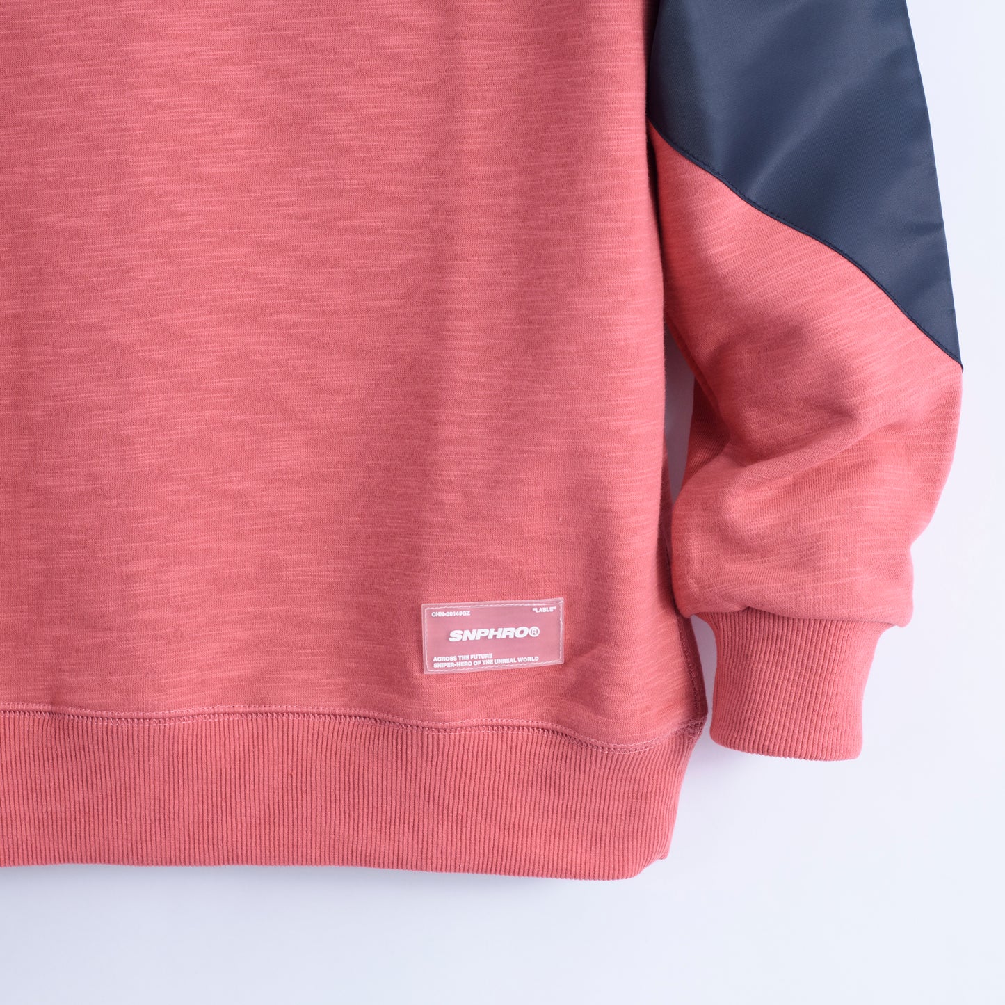 Men’s Crew Neck Solid Color Zip Pocket Sweatshirt.