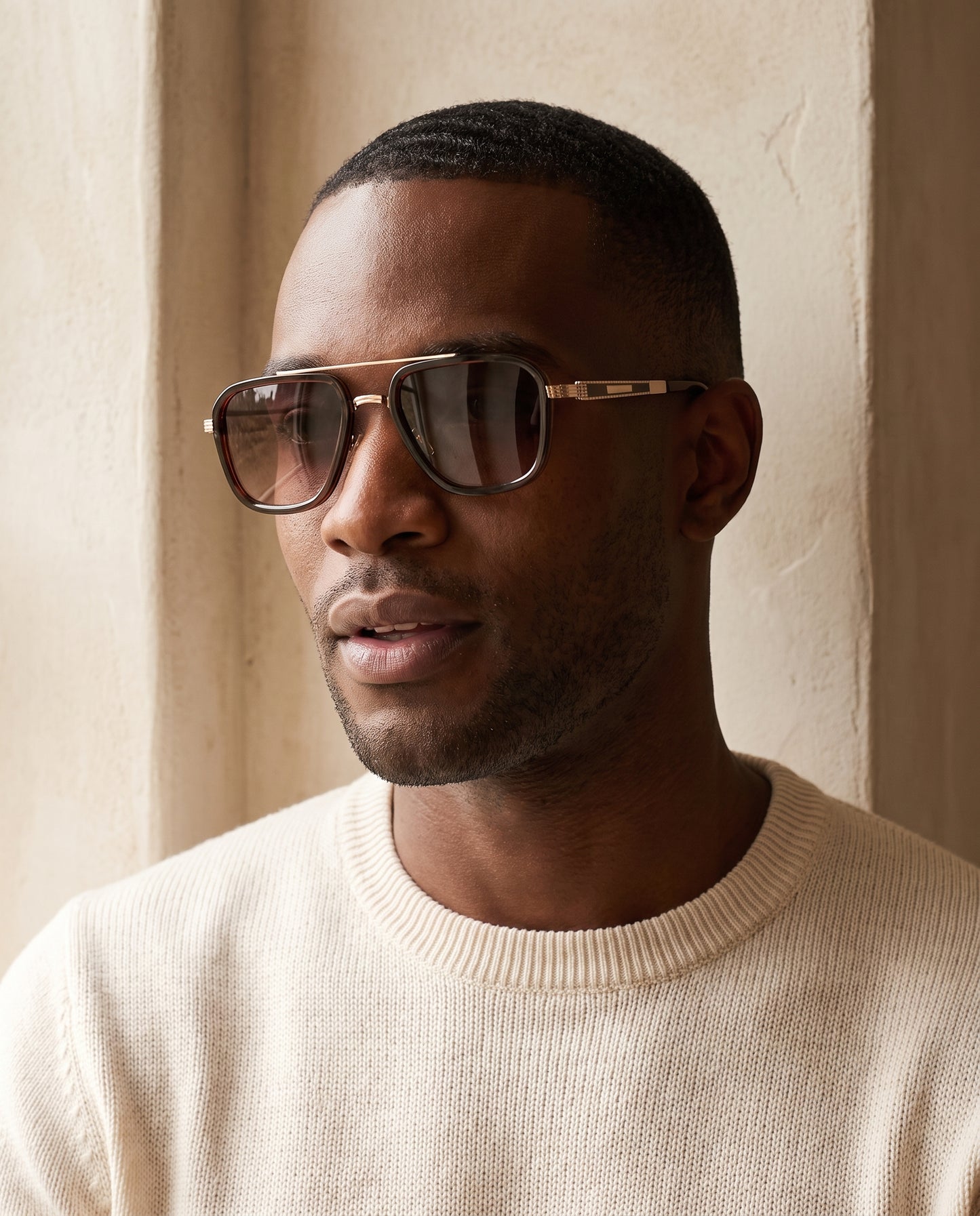 LOWKAL Executive Double-Bar Square Sunglasses