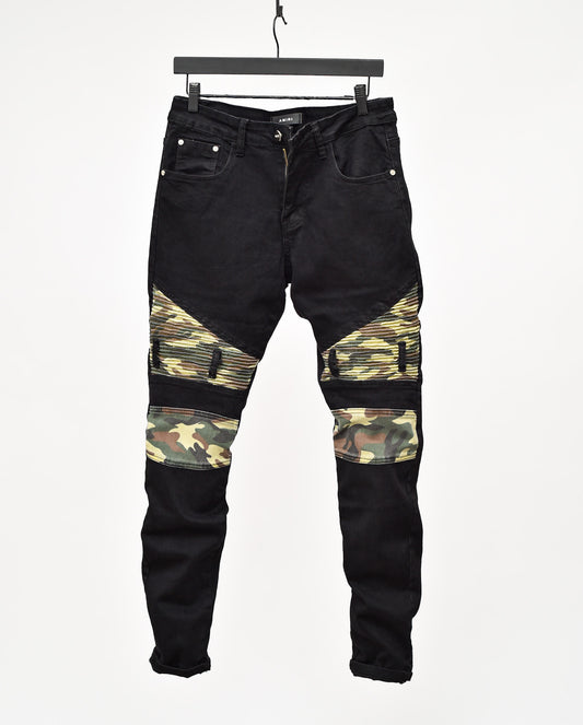 Pencil Camouflage Patched Denim